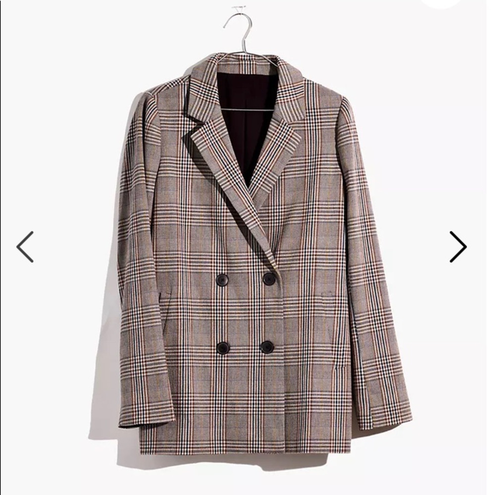 NWT Madewell Caldwell Double-Breasted Blazer Plaid
